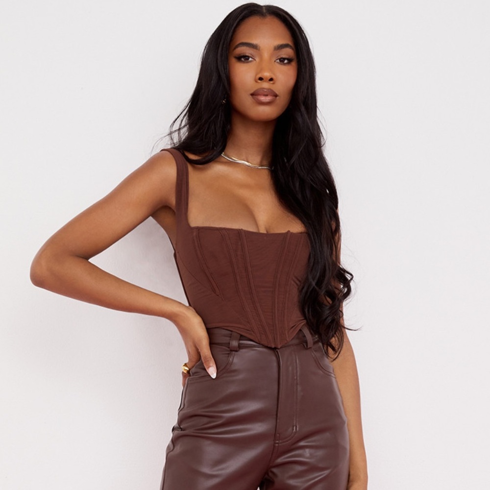 House of CB Ninetta Chocolate Mesh Corset Top
